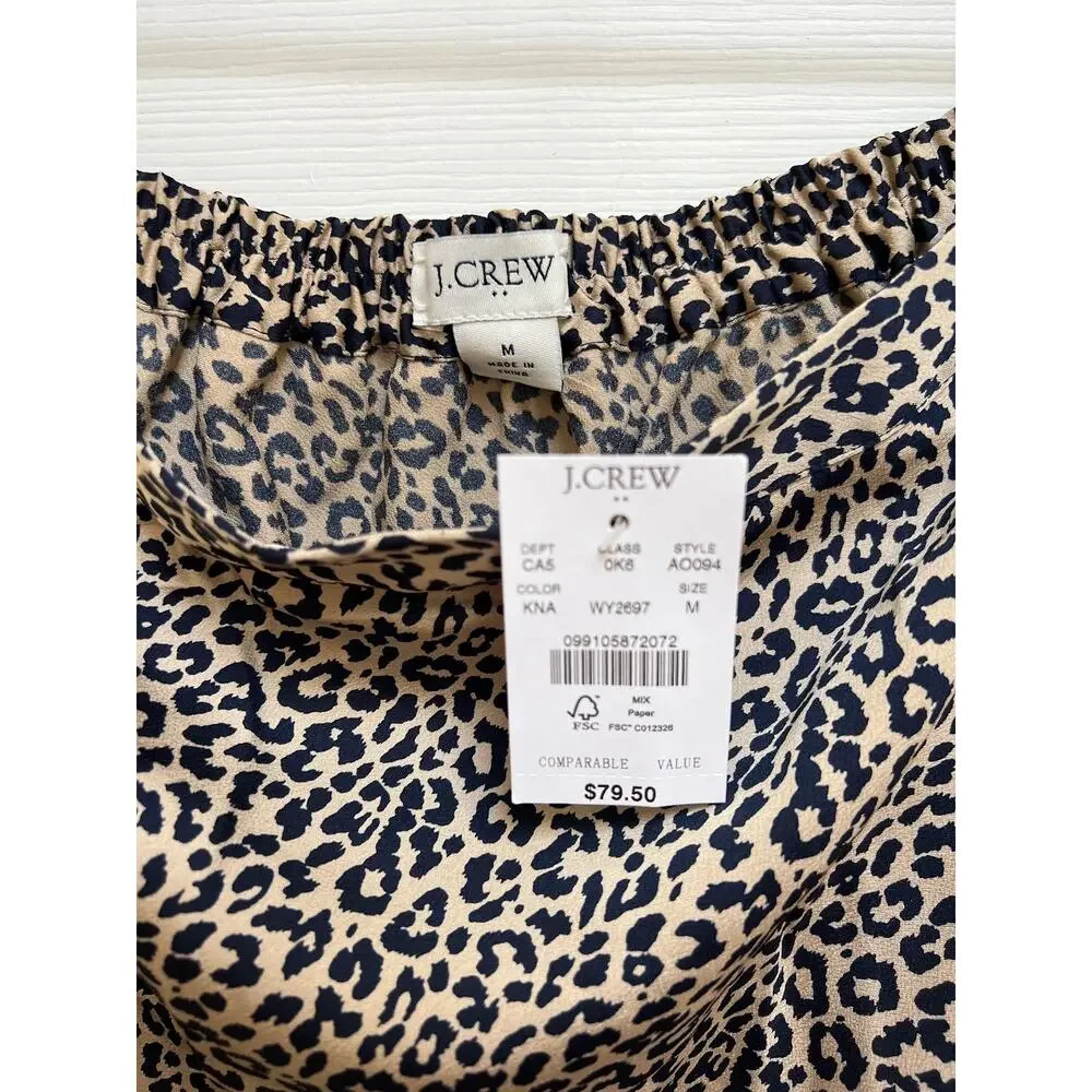 J Crew Leopard Print Satin Midi Skirt